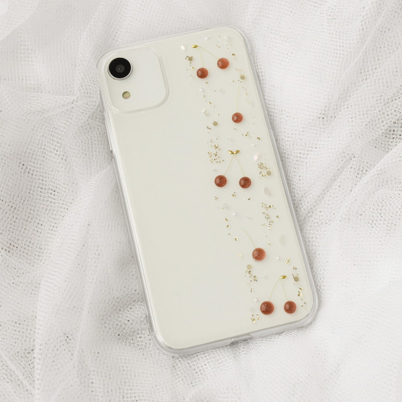 Cherry&Glitter iPhoneケース Android Xperia Galaxy 全機種対応 さくらんぼ 4枚目の画像