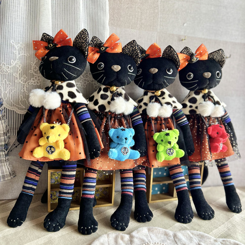 くろねこちゃん ハンドメイド ぬいぐるみ シナダ SHINADA ぬいぐるみ もちねこ クロ(XL) MONE-0880B