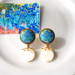 ゴッホ【アイリス】の天然石ピアス/イヤリング〈絵画シリーズ〉 ピアス
