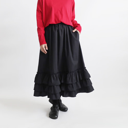 ⁑初夏ＳＡＬＥ ７７cm丈　段々フリル裾ギャザー スカート贅沢ペチスカート　ゆったり　上質 コットン F03 8枚目の画像