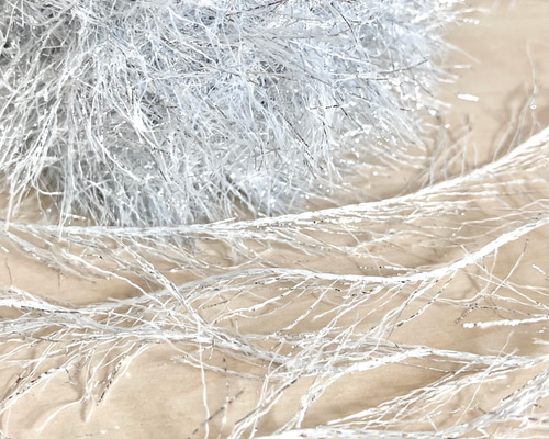 ロングシャギーヤーン [ホワイト×シルバー] 素材糸 20g 毛糸 harunyan