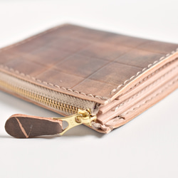 手工染色皮革錢包“巧克力No.34（L型拉鍊迷你錢包）” 第4張的照片