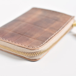 革の手染め財布 「チョコレート  No.34（L字ファスナーミニ財布）」 3枚目の画像