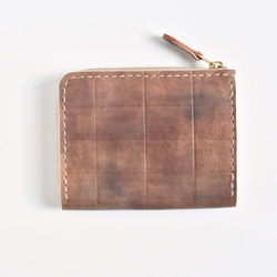 革の手染め財布 「チョコレート  No.34（L字ファスナーミニ財布）」 5枚目の画像