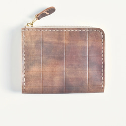 革の手染め財布 「チョコレート  No.34（L字ファスナーミニ財布）」 1枚目の画像
