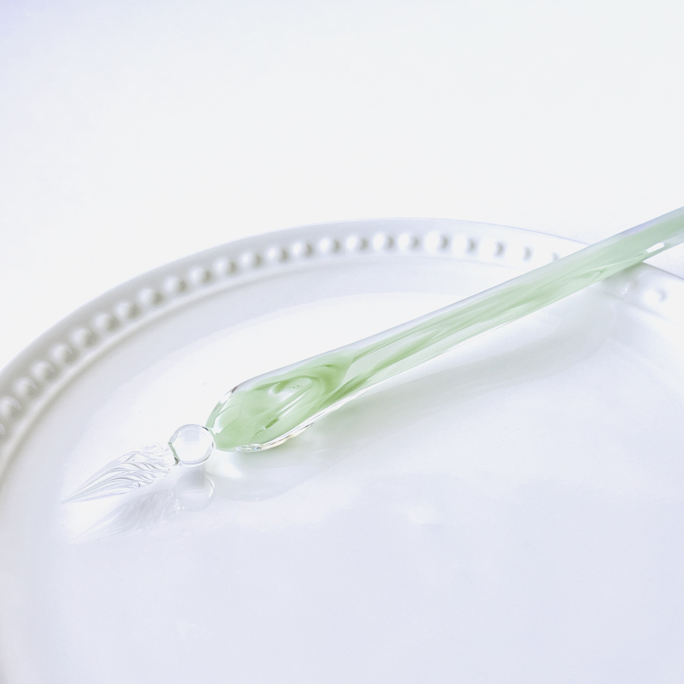 ミントグリーンのガラスペン(細字)