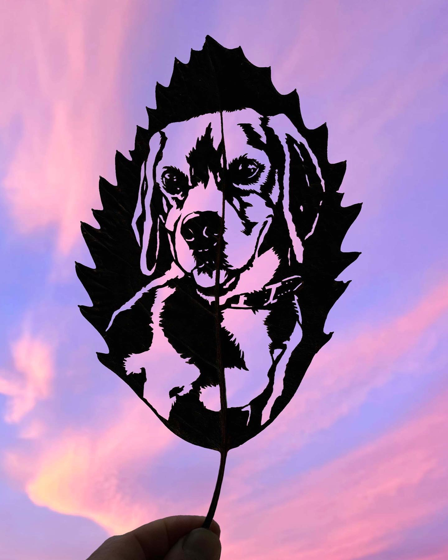 【オーダー】葉っぱの切り絵／大好きなペット（額付） 20,880円