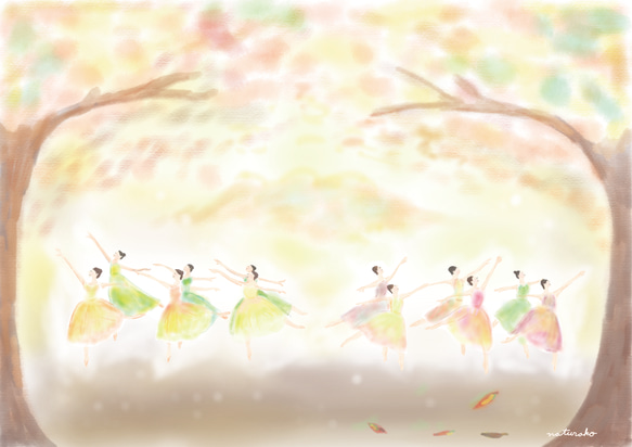 “秋季芭蕾舞女演員”明信片/3 件套 naturako 第5張的照片