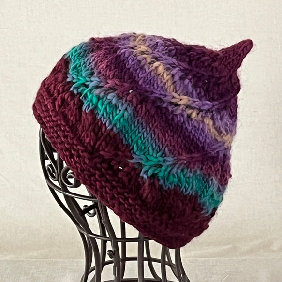 【送料無料】ゆったりサイズのとんがり帽子　紫系 1枚目の画像