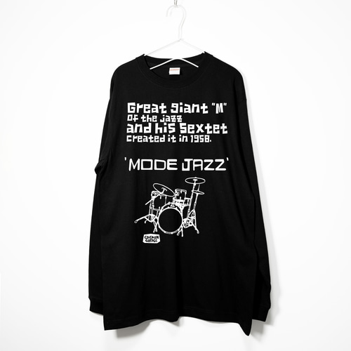 珍しいJAZZの音楽系ロンT 【ブラック】 長袖クルーネック リブ袖