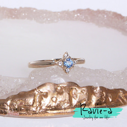 藍水晶方形設計花朵小指戒指尺寸 1~28 戒指自由變色 第3張的照片