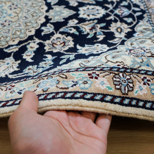 ペルシャ手織り絨毯 80x39cm ペルシャ絨毯 ナイン産 ノーラ 玄関マット 98x60cm 手織り絨毯 PS8224