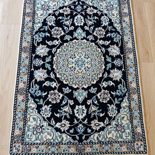 90×60cm【手織り ペルシャ絨毯 ナイン】手織り絨毯 カーペット・絨毯