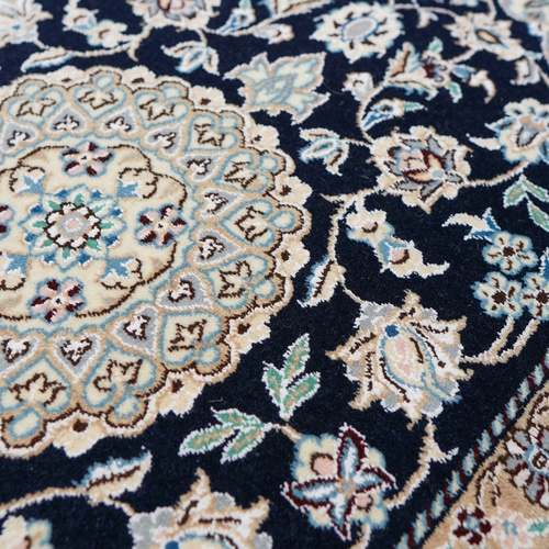 90×60cm【手織り ペルシャ絨毯 ナイン】手織り絨毯 カーペット・絨毯
