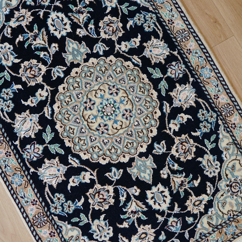 90×60cm【手織り ペルシャ絨毯 ナイン】手織り絨毯 カーペット・絨毯