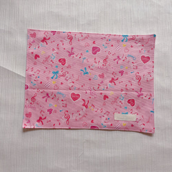 ランチョンマット 女の子 リボン ハート 音符 ピンク 水色 3枚目の画像