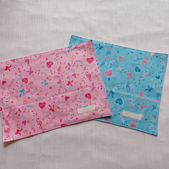 ランチョンマット 女の子 リボン ハート 音符 ピンク 水色 ランチョン