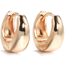 地金＊18金【5×14mm 縦長厚み月甲フープピアス】イエロー