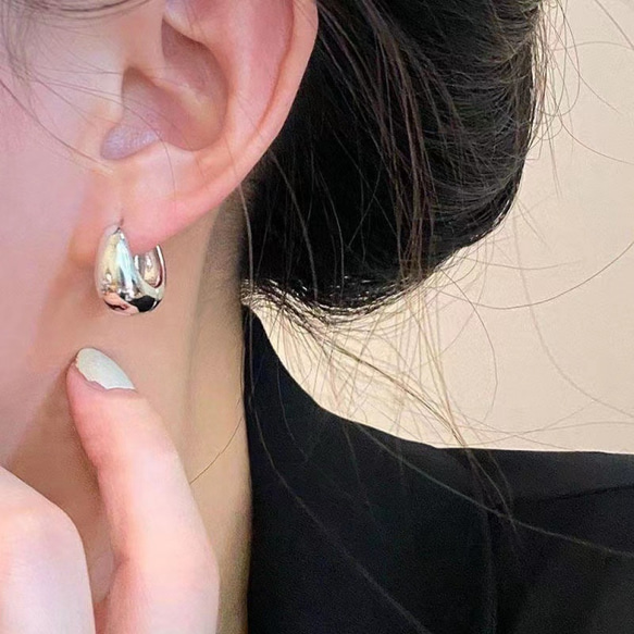 AOI Jewel フープピアス レディース ファッション アクセサリー キャッチレス ドロップ シンプル 両耳ペア 7枚目の画像