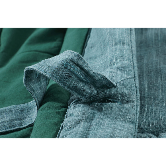 綿麻中綿ジャケット　柔らかくて暖かい中綿ジャケット　裏に飾りの紐が付き　ブルー　フリーサイズL271 10枚目の画像