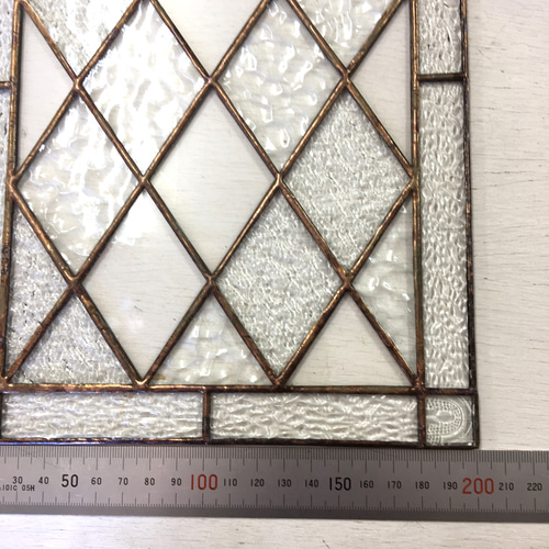 ステンドグラスパネル!!菱形模様 無色型ガラス♪ H278mm ステンドグラスパネル!!菱形模様 無色型ガラス♪ H278mm