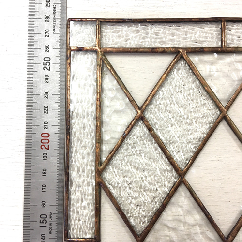 ステンドグラス「菱形茶　大」 ステンドグラスパネル！！菱形模様 無色型ガラス♪ H278mm