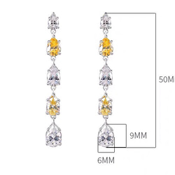 ドロップ 高炭素ダイヤモンド キラキラ ゴージャス ロングピアス ホワイト イエロー 黄色 白 ラグジュアリー 揺れる 5枚目の画像