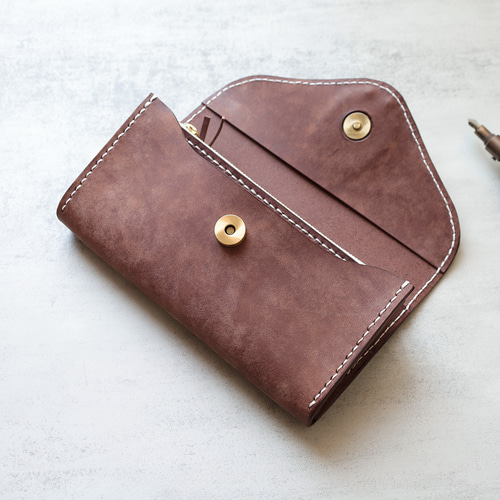 天然石×革の組み合わせ」長財布 レディース 革 大容量 牛革