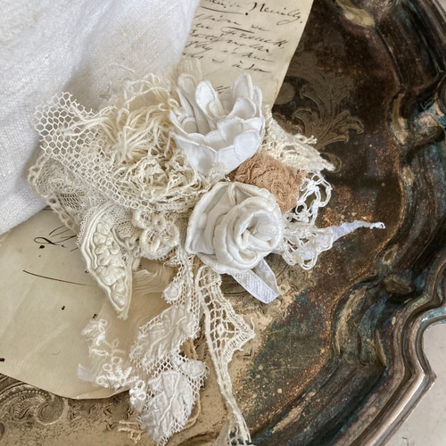 大人可愛いアンティークフレンチホームスパンリネンのワンハンドル