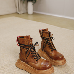 23 秋冬新款女式真皮鞋獨特鞋底高跟鞋馬丁靴 22.5 厘米-25 厘米 #835 棕色 ⭐ 免費送貨 ⭐ 第10張的照片