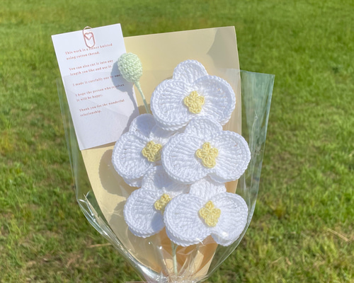 ハンドメイド あみぐるみ 胡蝶蘭白