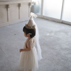 ✽NEW✽　party hat　Noël　チュール付き　ベロア生地 ベビークラウン　パーティーハット　 6枚目の画像