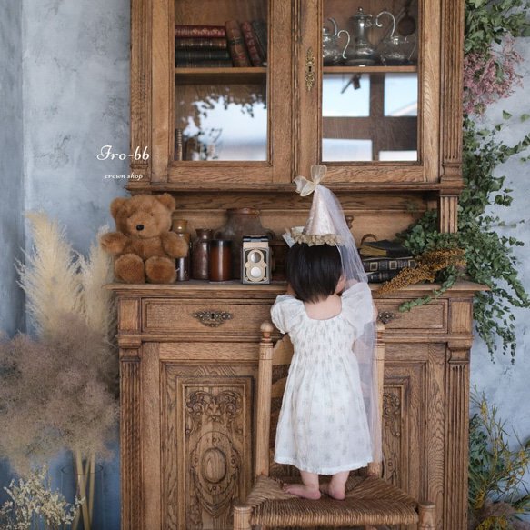 ✽NEW✽　party hat　Noël　チュール付き　ベロア生地 ベビークラウン　パーティーハット　 5枚目の画像