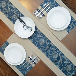 イギリス輸入生地　テーブルランナー　148×30㎝　アラベスク模様　ブルー 2枚目の画像