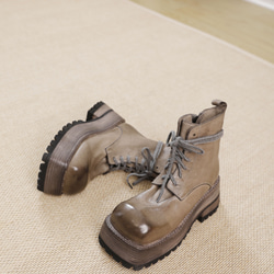 23 秋冬新款女式真皮鞋獨特鞋底高跟鞋馬丁靴 22.5 厘米-24.5 厘米 #836⭐免運費⭐ 第15張的照片