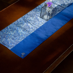 アメリカ輸入生地　テーブルセンター　80×25㎝　ペイズリー柄　ブルー 1枚目の画像