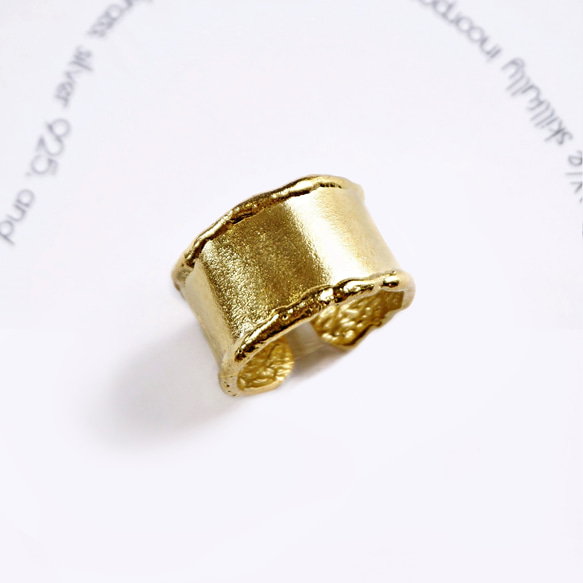 真鍮リング ファッションリング ブラス 太い メタルポイント ボリューム ボール シグネット ニュアンス ワイド クラフ 2枚目の画像