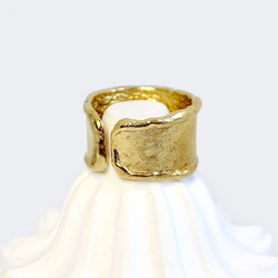 真鍮リング ファッションリング ブラス 太い メタルポイント ボリューム ボール シグネット ニュアンス ワイド クラフ 5枚目の画像