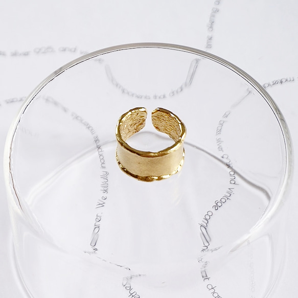 真鍮リング ファッションリング ブラス 太い メタルポイント ボリューム ボール シグネット ニュアンス ワイド クラフ 3枚目の画像