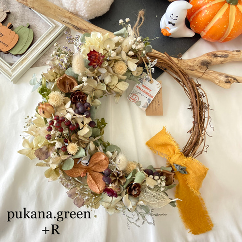 ドライフラワー ハーフリース 木の実 秋 ドライフラワー ハーフリース 木の実 秋