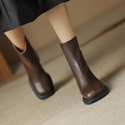 ★23秋冬新★真皮簡約設計靴子女士22-25尺寸2色 kk5932 第3張的照片