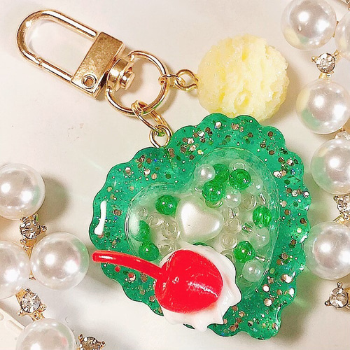 もこもこクリームソーダ◇ハートシェイカー シャカシャカキーホルダー