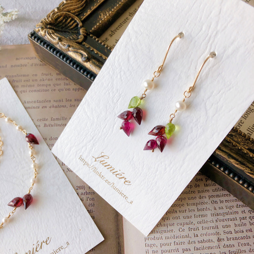 14kgf＊ガーネットのつぼみピアス ピアス（フック・チェーン） Lumiere  
