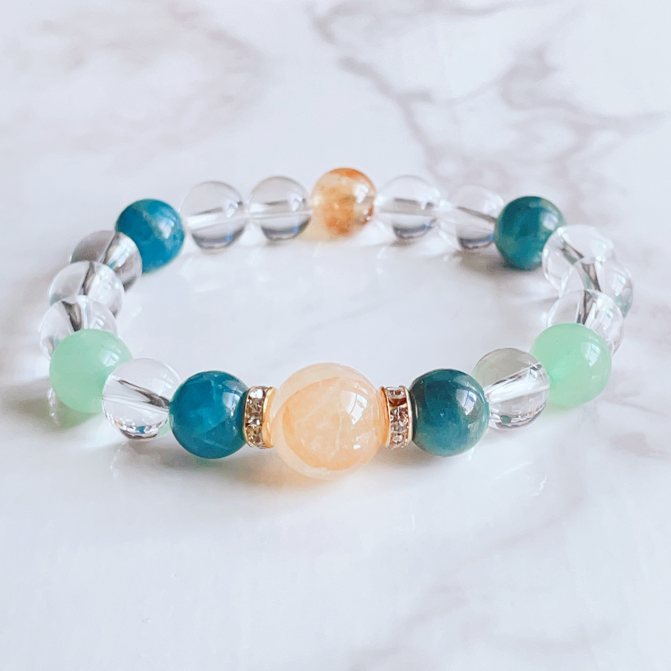 ✦やる気とモチベーションを高める リモナイト・アパタイト・シトリン パワー.ストーン 天然石 ブレスレット No638