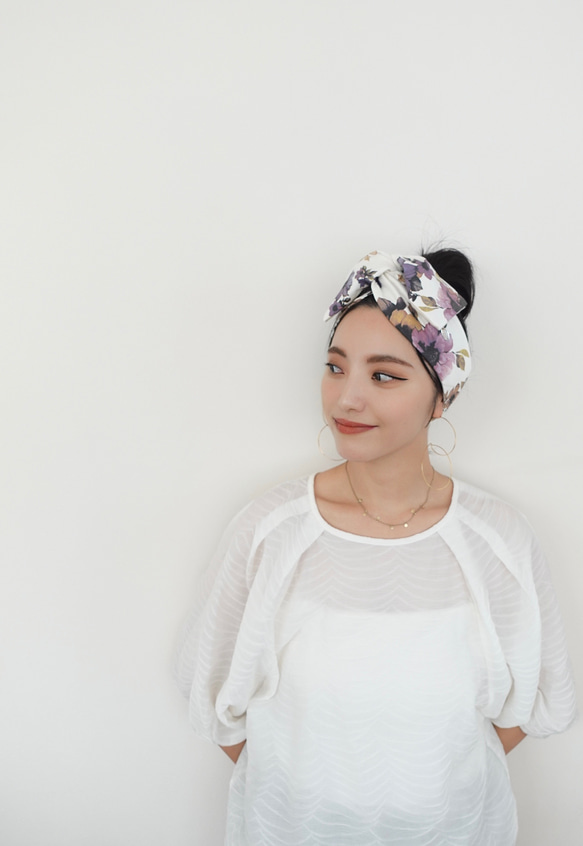 花卉優雅/寬幅 | 裝扮頭巾 | QPPA®︎ 髮巾帽 第16張的照片