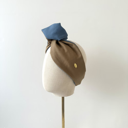Outlet 霧藍&amp;沙米色 雙面不同線色｜換裝頭巾｜QPPA®︎髮巾帽 第17張的照片