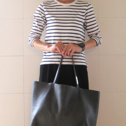 OTONA eco-bag XLサイズ ブラック　本革製トートバッグ 8枚目の画像