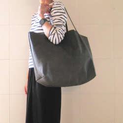 OTONA eco-bag XLサイズ ブラック　本革製トートバッグ 4枚目の画像