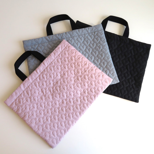 ハート キルティング ハート刺繍 レッスンバッグ ハンドメイド ハートキルトのレッスンバッグ | iichi 日々の暮らしを心地よく