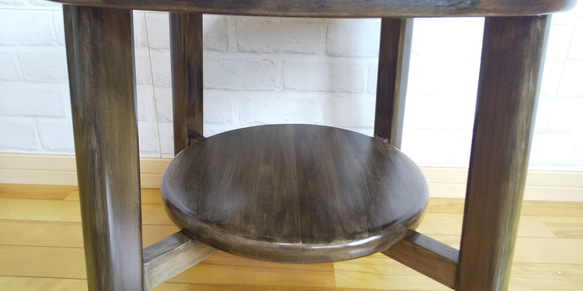 円形テーブル　中段あり　サイドテーブル　ミニテーブル　花台　ローテーブル　オーダー可能　 3枚目の画像